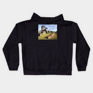 Colorized vintage photo of ruins of old Panama Kids Hoodie